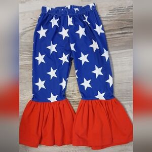 Traveling Babe Toddler Pants Patriotic Red, White & Blue Bell Ruffle Size 2T NWT